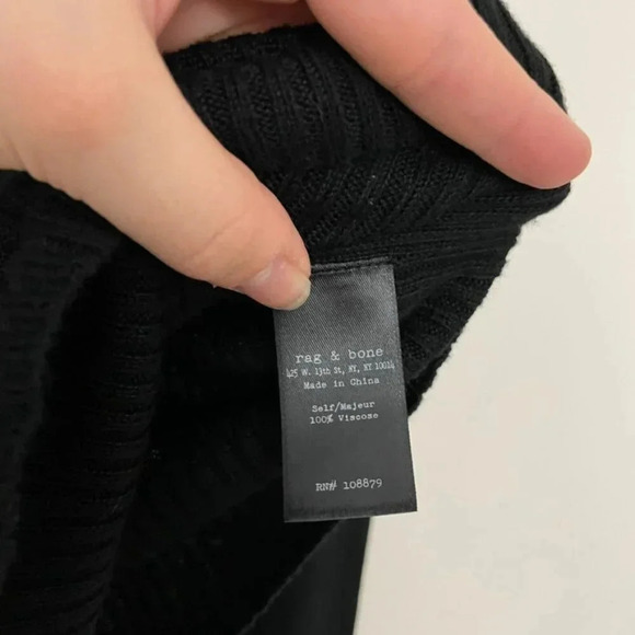 Rag & Bone Black Rib Knit Asymmetrical Wrap Front Sweater Size XS - Picture 4 of 6